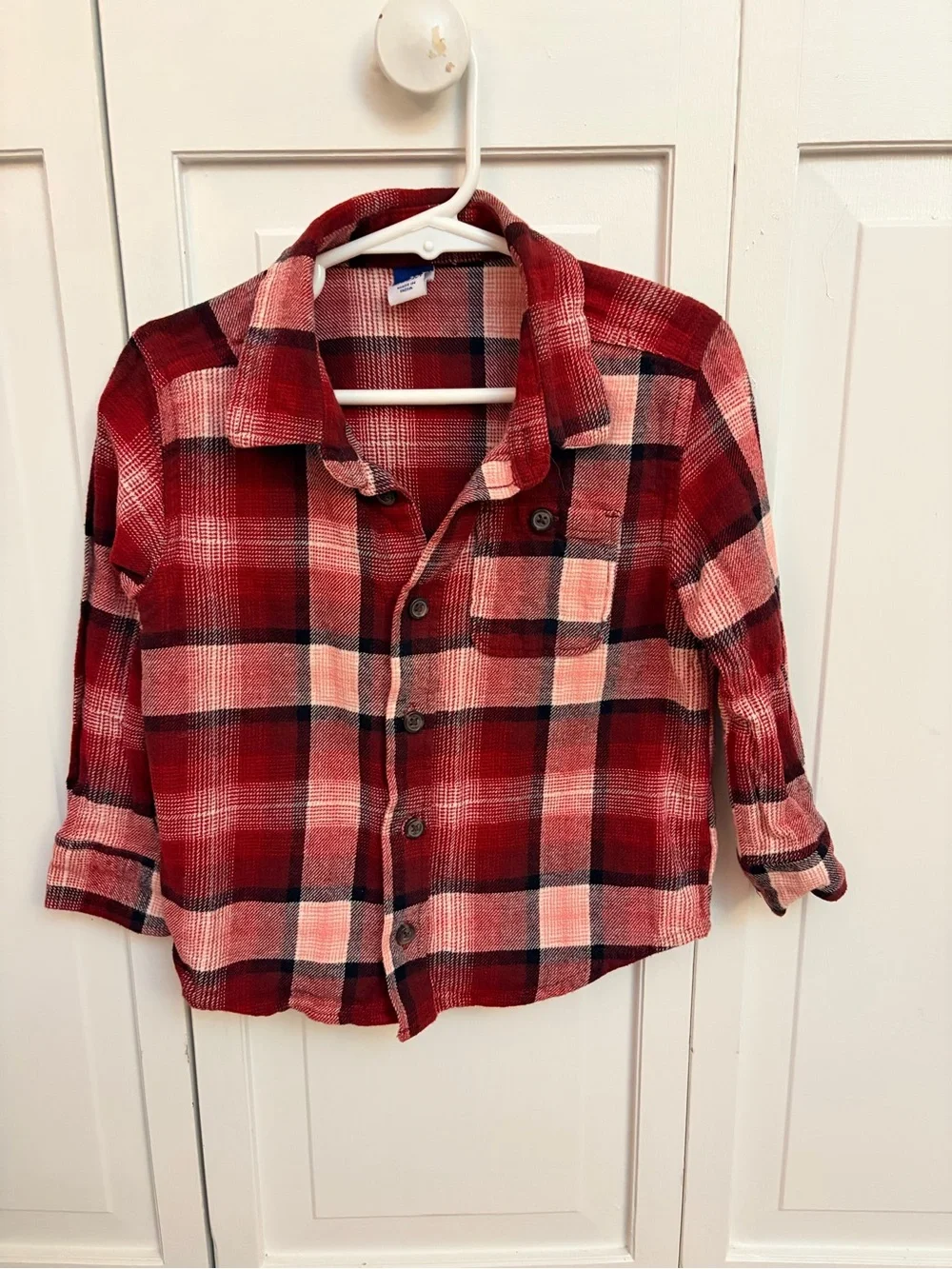 Old Navy Red and Black Plaid Button-Down Shirt